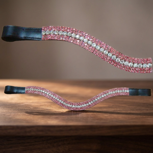 Mega Bling - Diadema de Cuero Extra Ancha con Brillos, Color Rosa Ondulado, para Deportes Ecuestres FHS BB33633B2 - Product Image 1