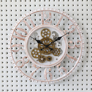 2019 New Design Old Vintage Style Antique Big <b>Plastic</b> Mechanical Moving Gear Wall Clock - Product Image 3