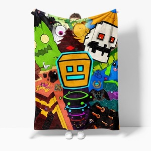 Nouvelle couverture en fibre de polyester tissée avec motif géométrique 3D, imprimé Geometry Dash, pour la maison et les voyages - Product Image 4