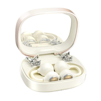 Écouteurs sans fil à clip d'oreille ouverte avec bijou d'oreille TWS, miroir de maquillage intégré, Bluetooth V6.0, étui 300 mAh, cadeau sportif pour femmes et jeunes filles