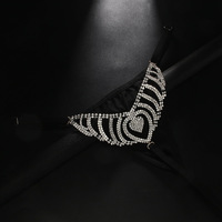 Chaîne de corps en strass en forme de cœur pour bikini, chaîne de taille T-back, chaîne de string plaquée or, lingerie sexy, culotte sexy