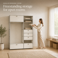 Système de garde-robe modulaire en acier galvanisé électrolytique durable, gain de place, en stock, prêt à être expédié