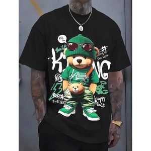 <span class=keywords><strong>T</strong></span>-<span class=keywords><strong>shirt</strong></span> à manches courtes pour <span class=keywords><strong>homme</strong></span>, imprimé graphique 3D noir, style vintage, 300 grammes, motif lettres, 100% coton - Product Image 1