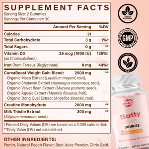 Gomitas para Glúteos OEM/ODM de Venta Caliente para Mujeres con Mezcla de Hierbas CurvaBoost BBL, Apoyo para Glúteos, Curvas y Energía - Product Image 2