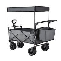 Chariot de camping, chariot pliant léger pour extérieur, chariot de courses, chariot à traction manuelle, pare-soleil, chariot de camping à ouverture arrière