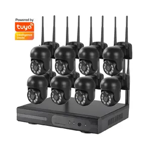 Tuya Audio Record Outdoor Wifi OEM H.265 4k Nvr 5mp Poe Cctv Sistema de Câmera de Segurança Dome Video Dome Set Nvr com tela embutida