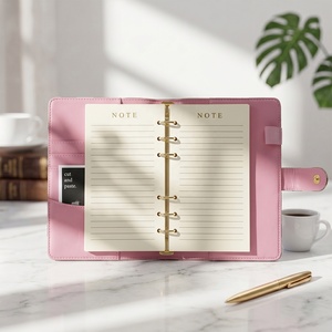 Agenda Personalizada con Cubierta Texturizada en Cuadrícula, Cuaderno de Hojas Sueltas A6, Planificador con Anillas de Cuero PU Suave al Tacto - Product Image 5