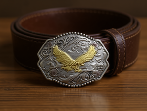 Hebilla Redonda Plateada Ennegrecida de 5.0cm para Cinturón, Estilo Occidental - Product Image 2