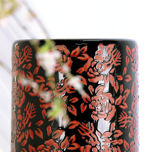 Porta ombrelli fiori rossi S075 porta porta bastone da passeggio in ceramica da 18 pollici supporto per mazze da Golf 23.8 pollici porta pergamena per pittura - Product Image 4