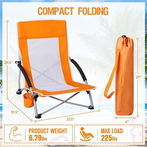 Chaise de plage pliable en métal personnalisée, petite chaise lune - Légère, confortable, portable, écologique, en tissu Oxford pour l'extérieur - Product Image 2