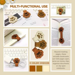 Marque-page promotionnel créatif en cuir avec clip magnétique en forme d'os et motif <span class=keywords><strong>griffe</strong></span> en relief, idéal comme cadeau pour étudiant - Product Image 5