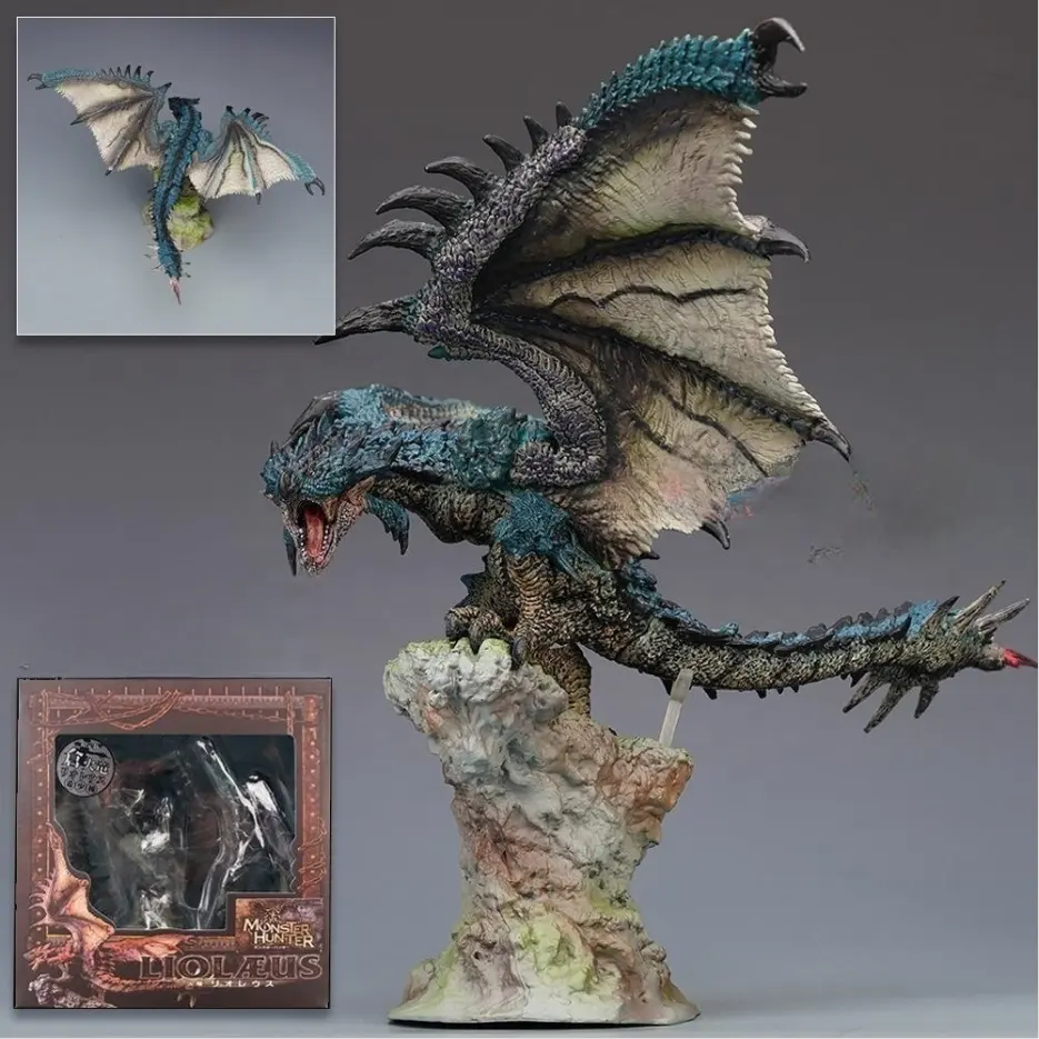 DL256 Monster Hunter Mundo Vermelho Sliver Azul Rathalos Liolaeus Estátua PVC Figura Collectible Modelo Brinquedo