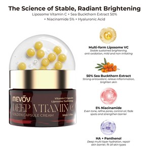 Crème Hydratante Visage Éclaircissante au Niacinamide Liposomique et à <span class=keywords><strong>l</strong></span>'Argousier, en Capsules Dorées à la Vitamine C, Effet Peau de Verre, Marque Privée - Product Image 3