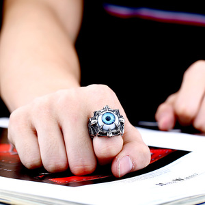 2023 Boho Death devil's Eye in acciaio inox anello uomo moda anelli retrò - Product Image 6