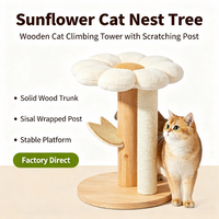 Arbre à chat de luxe Sunflower, 4 niveaux, en bois et sisal, plateforme d'activités intérieure durable et écologique pour chats