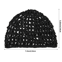 Gorro de Ganchillo Hecho a Mano con Correa Ajustable, Unisex, Negro, de Malla, para Peluca, Gorro de Quimioterapia, Turbante para Dormir, Uso Doméstico, 100% Poliéster