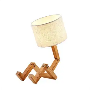 Lampada da tavolo creativa moderna a LED lampada da scrivania in legno Robot lampada da studio lampada da comodino comodino lampada da regalo luce per studenti