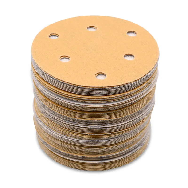 3M 5Inch 6 Gat Schuurpapier Fiber Disc Geel Ronde Schuurpapier Zirconia Schuurschijf Voor Polijsten Disc