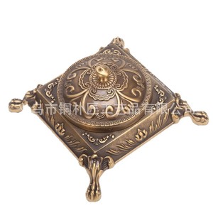 All-<b>copper</b> ashtray, trendy modern embossed lidded high-end living room office desk ornament, coffee <b>table</b> round ashtray - Product Image 5