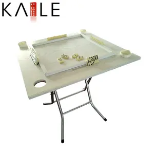 Wholesale custom wooden domino table MDF folding metal legs table manufacture for 4 players play casino games