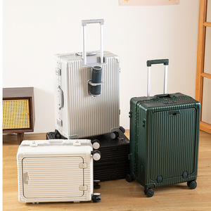 Front Top <b>Suitcase</b> With Tsa Lock Usb Charging 4 Wheels Business Travel Luggage Cart PC Material Solid Color - Product Image 5
