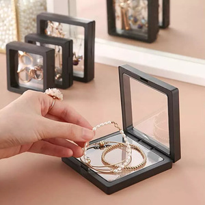 3D Clear PE Film Plastic Floating <b>Frame</b> <b>Acrylic</b> Medal Bangle Bracelet Jewelry Organizer Box Display Case Gift Packaging - Product Image 5