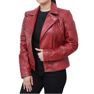 Veste de moto pour femme de luxe, imperméable, tissée, automne/hiver, avec fermeture éclair, en cuir PU noir - Product Image 1