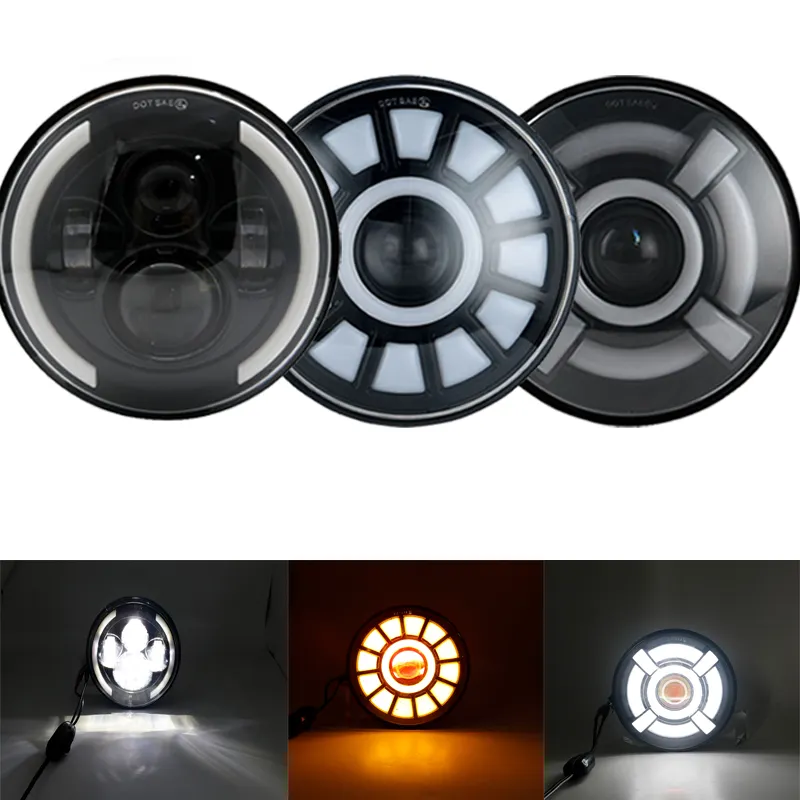 Nouveau 7 pouces ronde led auto phare haut faisceau bas clignotants pour wrangler POUR Lada 4x4 niva landrover defender jeep