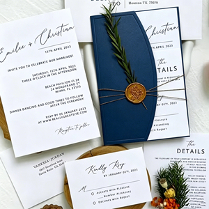Paquete de Invitaciones de Boda al por Mayor, Juego Completo con Sobres, Tarjetas RSVP, Tarjetas de Itinerario, Sello Dorado, Papel de Tamaño Personalizado, Entrega Rápida de Muestras - Product Image 3