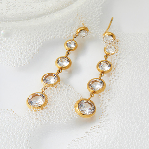 CLIORO <span class=keywords><strong>Orecchini</strong></span> Pendenti di Lusso da Donna alla Moda Placcati <span class=keywords><strong>Oro</strong></span> con Zirconi in Acciaio Inossidabile, Gioielli all'Ingrosso - Product Image 5