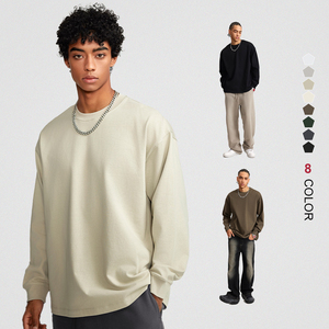 High Quality Heavyweight 425gsm Custom Logo 100% Cotton Blank Tshirt Fashion <strong>Men</strong> <strong>Long</strong> <strong>Sleeve</strong> <strong>t</strong> <strong>Shirt</strong> - Product Image 1