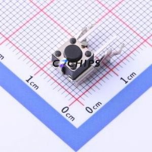 TC-00100B-043E Tactile Switch Through hole Component (THT) Switch Single Pole Single Throw Round Button Right Angle Insert 7.7mm - Product Image 1