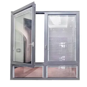 WANJIA thermal break aluminum casement windows with built in blinds window