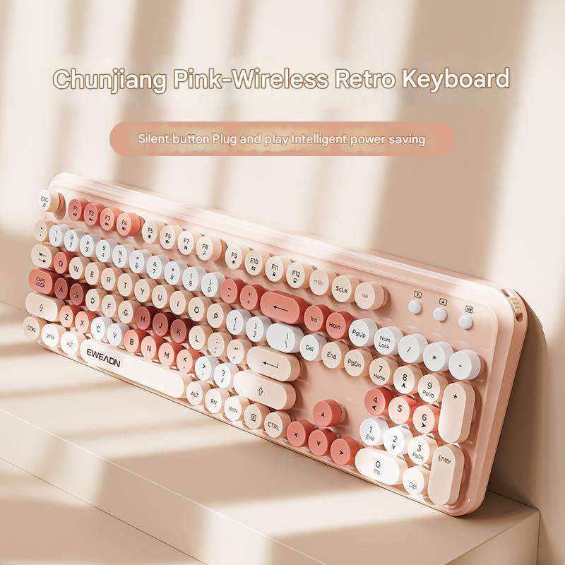 คีย์บอร์ดไร้สายสีชมพู Chunjiang