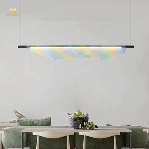 Modern Design Regenboog Led Hanglamp Netschaduw Kleurrijke Strip Kroonluchter Lange Vorm Hangende Plafondlamp - Product Image 5