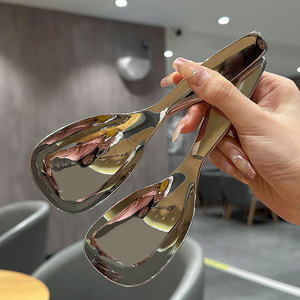 ช้อนสแตนเลส 304 หัวเหลี่ยม ช้อนซุปแบบหนาและลึก สำหรับใช้ในครัวเรือน ทนทาน - Product Image 1