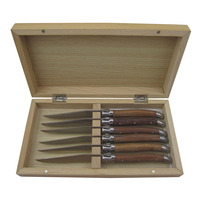 Ensemble de couteaux à Steak avec manche en bois, outil de cuisine Style Laguiole avec étui en bois