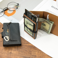 Dompet Kartu Kredit Kulit Saffiano Slim OEM Khusus dengan Kantong Depan dan Fitur RFID Blocking