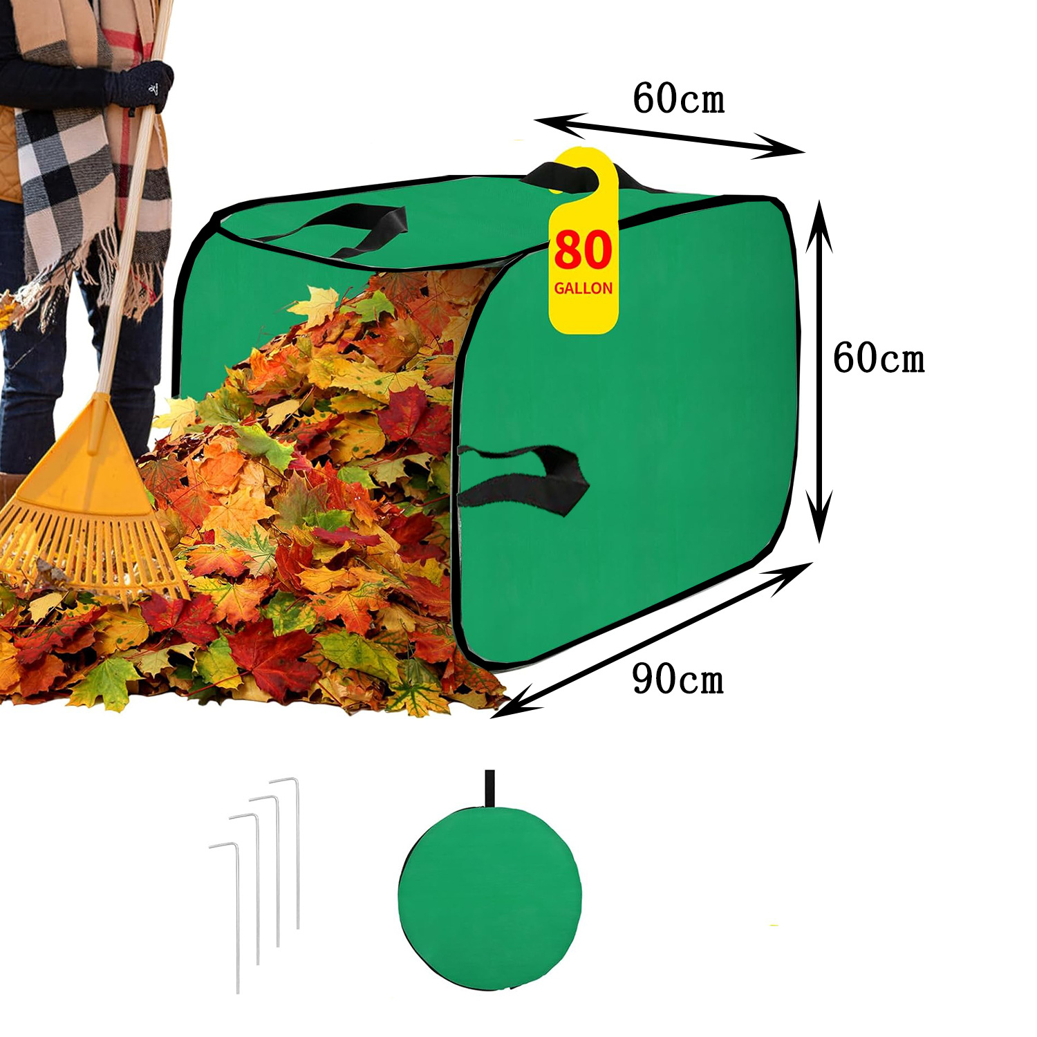 Verde 4 bolsas de tela de uñas de tierra