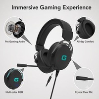 Casque de jeu sans fil 2,4 G étanche avec éclairage RGB, faible latence, conception supra-auriculaire, chargement Type-C pour PC (ODM/OEM)