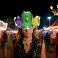 Mardi Gras LED-Cowboyhut Unisex Modische Hüte für Mädchen Jungen Batteriebetriebenes Licht Abschlussfeier Tanzparty Feiertagsbedarf