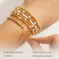 Ensemble de bracelets classiques plaqués or 18 carats avec initiales perlées, cadeau d'anniversaire personnalisé pour elle, 6 bracelets perlés avec initiales