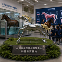 Sculpture de Pégase en acier inoxydable, statue de cheval ailé en position de levage, finition polie miroir, art public extérieur pour place publique