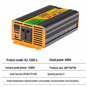 Alimentation d'urgence extérieure à onde sinusoïdale pure 600W pour camping, pique-nique, vente de rue, avec sortie AC, type HJ-1200S-L monophasé - Product Image 2