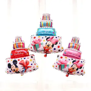 热销米奇米妮蛋糕铝箔气球儿童生日快乐派对装饰