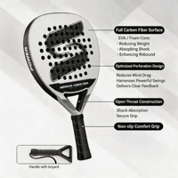 Raket Padel Serat Karbon Bentuk Berlian 12K 18K UD OEM Custom Raket Tenis Padel Power Padel Bat Grosir OEM Custom