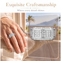 Bague pour homme puissante sertie de diamants en argent 925 - Options Moissanite/Diamant de culture - Bague de mariage de luxe plaquée or 18 carats personnalisable