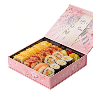 Caja de Embalaje de Papel Negro Personalizada para Sushi para Llevar, Caja de Lujo para Entrega de Sushi Gourmet con Bandeja y Divisores - Product Image 2