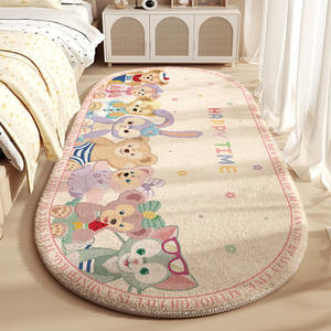 Alfombras Junrui para niños, alfombra ovalada de imitación de cachemira, antideslizante, con dibujos animados de animales, tapete para la cabecera de la cama, para dormitorio infantil. - Product Image 1