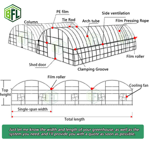 Serre <span class=keywords><strong>agricole</strong></span> de grande taille avec structure <span class=keywords><strong>en</strong></span> acier galvanisé, <span class=keywords><strong>abri</strong></span> contre la pluie et le soleil, ensemble complet avec système d'irrigation - Product Image 2